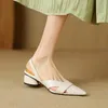اللباس أحذية الصيف نساء صندل من الجلد الأصلي لغطاء إصبع القدم الفرقة الضيقة المشاركة الكعب المنخفض