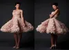 Krikor Jabotian 2016 aftonklänningar Ruffles Organza Strapless Short Prom Dresses Knee Length Party Gown Celebrity Homecoming Dres4805364