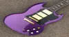 SG electric guitar rosewood fingerboard gold hardware metallic purple 3 pickups solid mahogany body guitar7472924