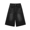 Damenjeans REDDACHiC Vintage Y2k Baggy Jorts Schwarz Low Rise Cropped Wide Leg Casual Pants Denim Shorts Acubi Fashion Hose