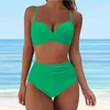 Maillots de bain pour femmes Femmes Taille haute Bikini Teen Girl Maillot de bain American Romper Shorts de bain Ensemble Maillots de bain pour