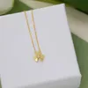 Marka projektantka van trzy liście kwiat Naszyjnik damski mały wisiorek trawny wylewany z 18 -karatowym złotym diamentem pełnym