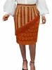 Kobiety ołówek wysokiej talii Vintage drukowane spódnice Tassels Pakiet retro