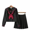 preto ortodoxo estilo universitário japonês estudante uniforme escolar JK uniforme terno BAD GIRL marinheiro terno classe terno camisa superior i8E5 #