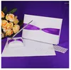 Party Decoration Purple Color Wedding Guest Book And Pen Set Satin Polyester Ribbons For Supplies