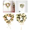 Couronne de fleurs décoratives en forme de cœur, guirlande artificielle d'intérieur pour porte d'entrée, pour la saint-valentin, pour un mariage et une maison