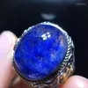 Cluster Rings Natural Blue Rutilated Dumortierite Quartz Adjustable Ring 17.5/14mm Big Oval Woman Men Jewelry AAAAAAA