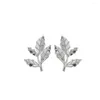 Boucles d'oreilles LKO réel 925 en argent Sterling noir résine plaqué belle feuille clous d'oreille pour fille mode bijoux femmes cadeau ornements