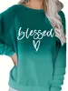 Sweat-shirt décontracté pour femmes, grande taille, ombré, lettres imprimées, cœur, manches raglan, col rond, léger, extensible, m80Z #