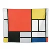 Kompozycja gobelinu w czerwono żółtym niebieskim i czarnym (wysoka rozdzielczość) Mondrian Tobestry Work do pokoju