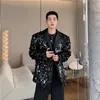 Koreanische Herren Pailletten Blazer Glitters Bling Anzug Jacken Sänger Bühne Glänzende Kleidung Schwarz Silber Übergroßen Party Mantel Mann 240318