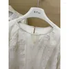 Blusas femininas 2024 primavera outono tripulação pescoço oco para fora moda solta manga longa estilo chinês bordado flor renda chiffon topo