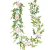 Decorative Flowers Realistic Artificial Vine Elegant Fake Rose Garland For Wedding Party Decoration Table Centerpiece