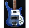 Rare 4003 Trans Blue Bass Two Outputs 4003 ric Transparent blue Electric Bass Guitar Neck Thru Body One PC Neck Body Chinese Bas1070131