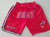 Mens''Miami''heat''Authentic Shortsバスケットボールレトロメッシュ刺繍されたカジュアルアスレチックジムチームショーツ16