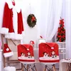 Capas de cadeira 4pcs Kit de capas de jantar de Natal Papai Noel boneco de neve-chapéu vermelho Xmas Back