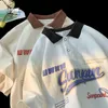 Męskie koszulki amerykańska retro modna koszula polo dla mężczyzn i kobiet luźna koszulka hip-hopowa z krótkim rękawem HARAJUKU Y2K 240319