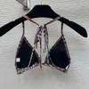 Classic Plaid Lace Up Bikini Set Two-Peça Swimsuit Designers Bikini Womens Swimwear Banheira Terno Sexy