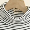 2022 Basic Slim T-Shirt Plus Size Women Autumn Winter Tertleneck Thare Knitting Thread Tees Tees Simple Stripe Tops V2G2#