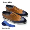 Casual Shoes Luxury Handmade Real Cow Leather Men's Oxford Sneakers Lace-Up Wingtip Brogue Ostrich mönster Brown Blue Footwear Man