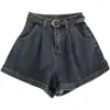 Shorts femininos plus size cintura alta denim calças largas para mulheres verão moda coreana all-match zip casual jean calça curta