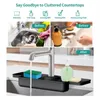 Masa paspasları silikon musluk sıçrama koruma mutfak lavabo yükseltilmiş su yakalayıcı tepsisi (gri)