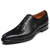 Chaussures habillées Meixigelei Crocodile Cuir Hommes Tête Ronde Lacets Résistant à l'usure Business Male Formelle a0zG #