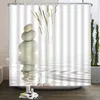 Shower Curtains Zen Themed Curtain Buddhist Stone Green Bamboo Flower Desert Candle Home Garden Lotus Polyester Bathroom Decor