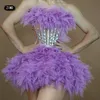 Fi Purple zielony DR Crystal top i spódnica dwa zestawy Dance Lace Birthday Party Club Ds Performance Drag Queen S 046H#