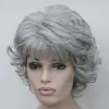 Peruki włosy srebrny biały szary ombre peruka krótka kręcone syntetyczne włosy odporne na ciepło błonnik
