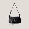 trendy Moto Biker Style Shoulder Bags For Women 2023 Cool Solid PU Leather Underarm Chain Ring Bag Can Crossbody Handbags m7y4#