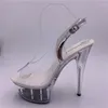 Tanzschuhe Promotion 15 cm High-Heeled Fashion Crystal Die transparenten 6-Zoll-Stiletto-Absatz-Sandalen für Damen, exotisch