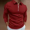 Polo da uomo a maniche lunghe in cotone con mezza zip a righe Polo T Shirt da uomo di alta qualità Colletto di moda per giocatori Pour Hommes