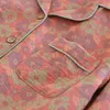 Casa roupas dupla face cor tecido algodão 2 peças pijamas terno para mulheres primavera e outono fino solto roupas de manga comprida