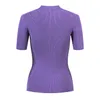 Women Sweters 3019 2024 Runway Spring Summer Marka w tym samym stylu Purple Crew Szyjka z krótkim rękawem