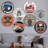 Motorcycle Round Plaques Vintage Metal Tin Signs Speed Racing Biker Culture Metal Plate Retro Wall Decor Moto Club Garage