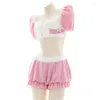 Casa roupas sexy inverno pelúcia peludo pijama bonito roupa de empregada rosa lingerie japonesa anime cosplay lolita traje