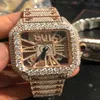Armbandsur nya skelett Sier VVS1 VIP Diamonds Watch Pass TT Quartz Movement Top Quality Men lyx Iced Out Sapphire Watch With300U