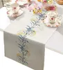Table Runner Spring Floral Kitchen Dining Dresser Scarves Flowers Beige Farmhouse Decor for Coffee Wedding Party Banquet yq240330