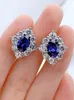 Studörhängen SACE GEMS 925 Sterling Silver Sapphire High Carbon Diamond Tanzanite For Women Sparkling Wedding Fine Jewelry