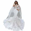 Fmogl exquise chérie Illusi dentelle sirène mariage Dres de luxe Appliques bout à bout cour train trompette robe de mariée K3QY #