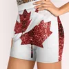 Skirts Canada Flag Red Faux Sparkles Women's Skirt Y2K Summer Clothes 2024 Kpop Style Trouser With Pocket