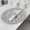 Estatuetas decorativas 13 polegadas luxo oco flor bandeja de plástico casa placa jantar casamento sobremesa bolo bife ocidental cozinha prato carregador