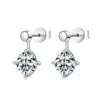 Brincos pendurados KUGG 8mm VVS1 Moissanite Jaqueta com GRA Mulheres 925 Prata Esterlina Moda Two-Wear Charme Alta Qulity Jóias