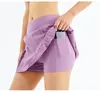 LL Frauen Sport Yoga -Röcke Trainingshorts Zipper Falten -Tennis -Golfrock Anti -Exposition Fitness Kurzrock mit Pocket DK15