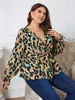 plus Size Women Clothing Puff Lg Sleeve Blouse Ladies Casual Party Print Belted Shirt Spring Fall Street Female Big Size Tops x9NF#