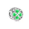 Pure Panjiaduola D925 Sier Green Series Love Glass Beads Clover Crown Fixed Buckle Diy Accores