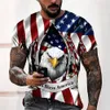 Sprzedawanie amerykańskich pasków flagowych gwiazdy dla mężczyzn 3D Print Eagle American T Shirt Summer Top Tee Loose OversizeShirt 240318