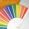 Dekorativa figurer Rainbow Folding Fan Lovers Dåligt tyg LGBTQ Gift Gay Wedding Decors 23cm Bambu fans