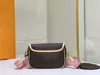 Designer di lusso New Wave Multi Crossbody Pochette in pelle M56461 Borsa a tracolla viola in tela marrone con cinturino